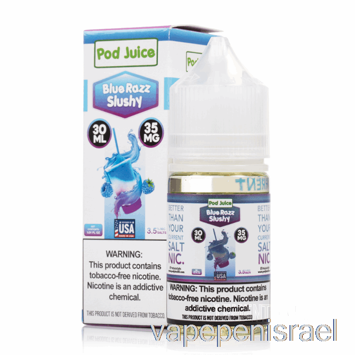 חד פעמי Vape Israel Blue Razz Slushy - מיץ תרמילים - 30 מ"ל 55 מ"ג